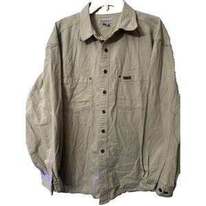 Carhartt Vintage Mens Button Down Long Sleeve Size 2XL Beige Cotton